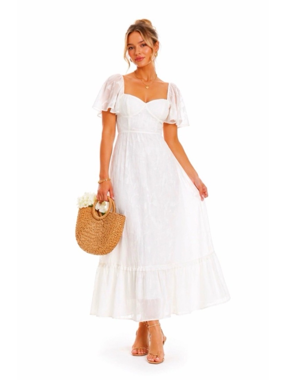 LULUS White Embroidered Tie Back Maxi Dress - Picture 2 of 9